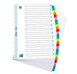 Intercalaire A4 carte blanche Oxford 26 onglets alphabétiques - 1 jeu