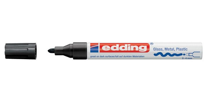 Marqueur edding permanent peinture e750 pointe moyenne 2/4mm encre laquée opaque tous supports résistant chaleur noir