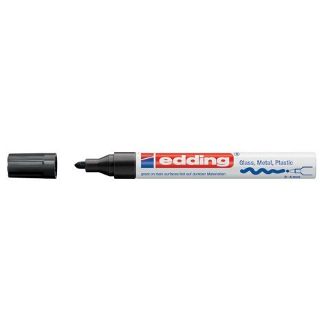 Marqueur edding permanent peinture e750 pointe moyenne 2/4mm encre laquée opaque tous supports résistant chaleur noir