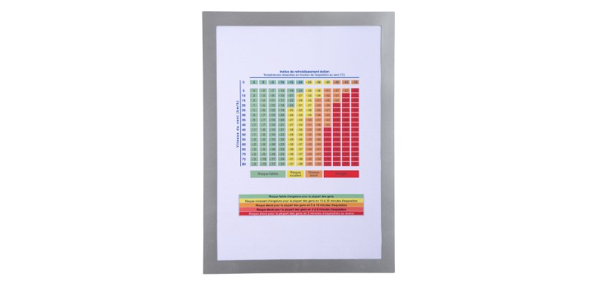 Pochette d'affichage magnétique format A4. Coloris cadre argent