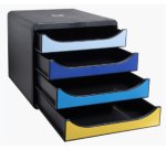 Module classement exacompta big box bee blue polystyrene  monobloc 4 tiroirs a4+        superposable ultra rigide