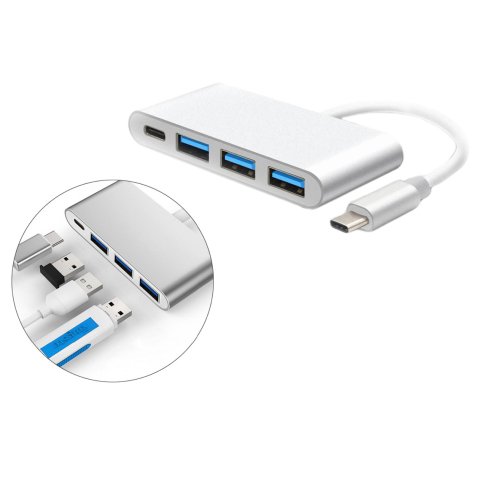 DLH HUB USB-C 4 PORTS : 3 x USB-A ET 1 x USB-C PD