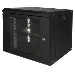 LINK Armadio Rack 19" 9U Serie Light Colore Nero Con Porta Vetro (Axpxl) Mm 450X400X530 Ripiano Incluso