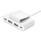 Adaptateur et convertisseur Belkin Hub 4 ports (2 USB-C et 2 USB-A) avec câble de 2 m - blanc