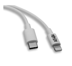 Tripp Lite M102-003-WH Cable de Sincronización y Carga USB C a Lightning, Certificado MFi - USB 2.0, M/M, Blanco, 0.91 m [3 pies]