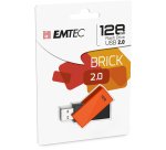 Cle usb emtec 2.0 c350 brick pivotante 128gb vitesse       lecture 15mbs ecriture mb/s   coloris orange
