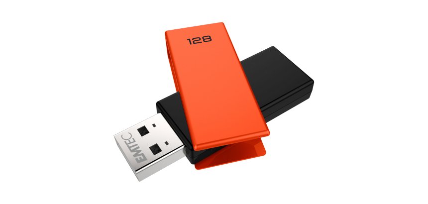 Cle usb emtec 2.0 c350 brick pivotante 128gb vitesse       lecture 15mbs ecriture mb/s   coloris orange