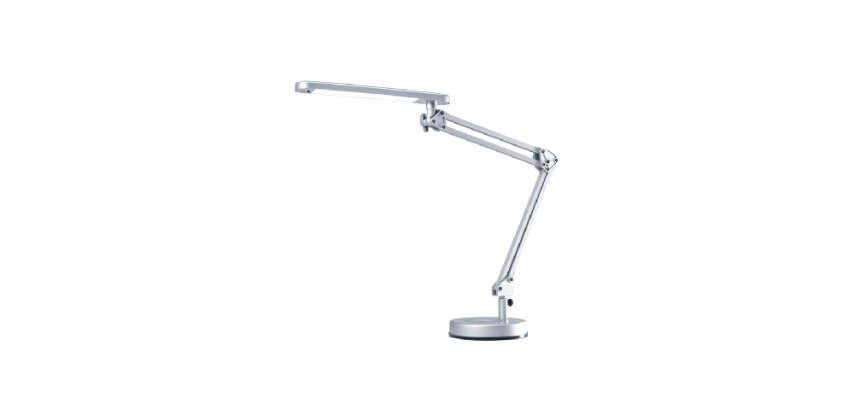 Lampe à LED 4 Stars Argent ABS alu et métal - Bras 2 x 28 cm, Tête 28,4 x 4,5 cm Socle D15,3 cm
