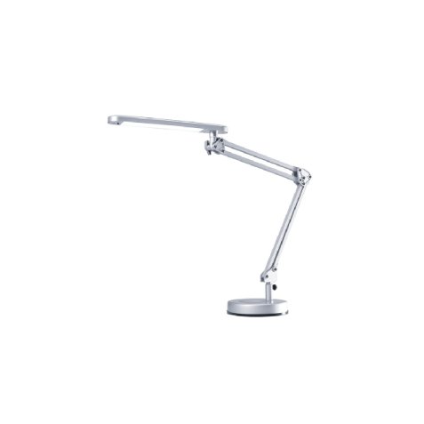 Lampe à LED 4 Stars Argent ABS alu et métal - Bras 2 x 28 cm, Tête 28,4 x 4,5 cm Socle D15,3 cm