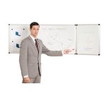 Tableau triptyque bi office blanc laque magnetique effacable a sec avec repose stylos format 240 x 90 cm