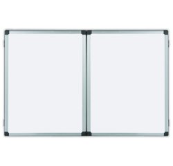 Tableau triptyque bi office blanc laque magnetique effacable a sec avec repose stylos format 240 x 90 cm