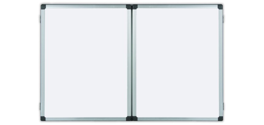 Tableau triptyque bi office blanc laque magnetique effacable a sec avec repose stylos format 240 x 90 cm