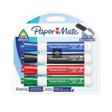 Marqueur paper mate effacable tableau blanc pointe          biseautee coloris assortis    standard blister 4 unites