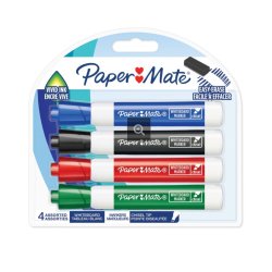 Marqueur Paper Mate pointe biseauté 2 mm - Pochette de 4 couleurs assorties