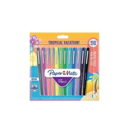 Rotulador de fibra Paper Mate Flair Tropical escritura media - Estuche de 12