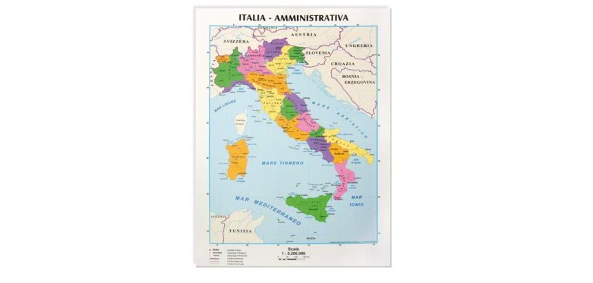 CWR 09343 mappa geografica da parete Italia