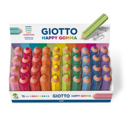 Giotto Happy Gomma eraser Rubber Blue, Coral, Fuchsia, Green, Lilac, Lime, Orange, Pink, Turquoise, Yellow 40 pc(s)