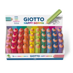 Giotto Happy Gomma eraser Rubber Blue, Coral, Fuchsia, Green, Lilac, Lime, Orange, Pink, Turquoise, Yellow 40 pc(s)