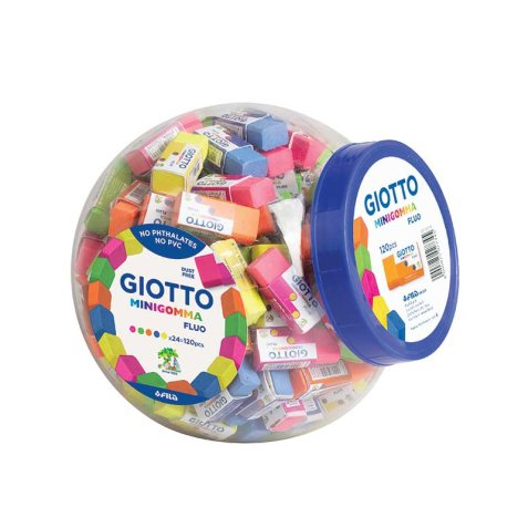 Giotto Fluo gomma per cancellare Elastomero Termoplastico (TPE) Blu, Fucsia, Verde, Arancione, Giallo 120 pz