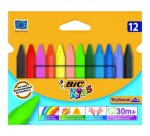 Crayon cire bic kids plastidécor triangle gros 90mm diamètre 12mm résistant non salissant étui carton 12 unités