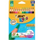 Crayon couleur bic kids evolution résine synthèse 140mm triangle gros module résiste mordillage étui carton 12 unités