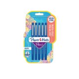 Feutre ecriture paper mate flair original pointe moyenne 0,7mm encres bleu blister 5   couleurs