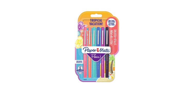 Felt tip pen Paper Mate Flair Tropical, medium point - Pack of 6