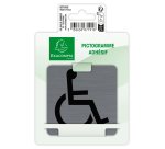 Plaque adhésive imitation aluminium Handicapés 7,5x7,5 cm - Gris