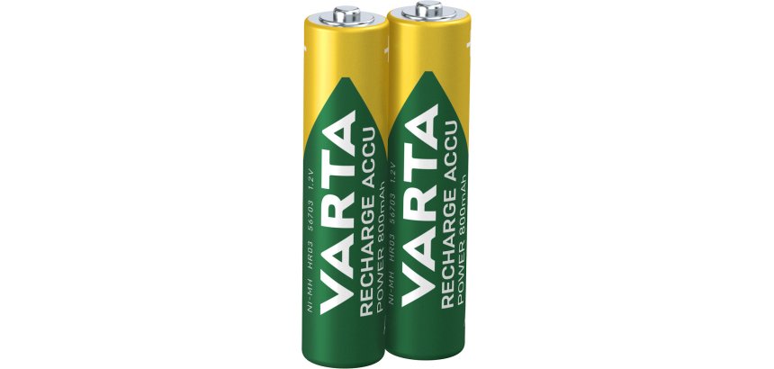 Varta Recharge Accu Power AAA 800 mAh Blister da 2 (Batteria NiMH Accu Precaricata, Micro, ricaricabile, pronta all'uso)