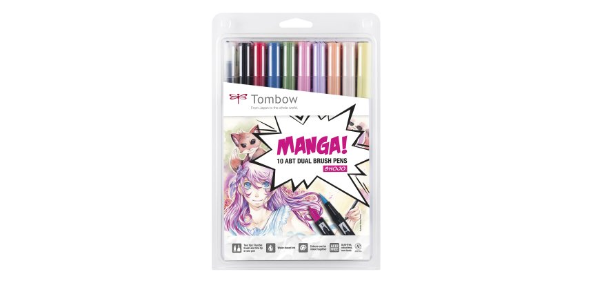 Tombow Feutre double pointe 'ABT DUAL BRUSH PEN', set de 10