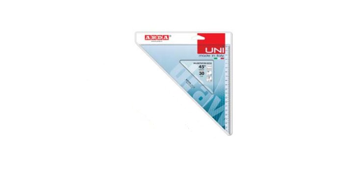ARDA 28720SS squadra Triangolo a 45° Plastica Blu, Trasparente 1 pz