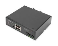 Digitus Conmutador PoE de red Gigabit Ethernet de 4 puertos, industrial, no gestionado, 2 enlaces ascendentes SFP
