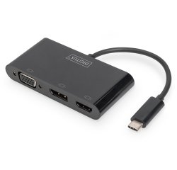 Digitus Adaptador de monitor triple USB-C™ 3 en 1 (HDMI, DP, VGA)
