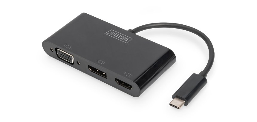 Digitus Adaptador de monitor triple USB-C™ 3 en 1 (HDMI, DP, VGA)