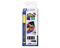 Marqueur staedtler permanent dry safe lumocolor  317       pointe moyenne 1mm coloris    assrotis etui de 6 feutres