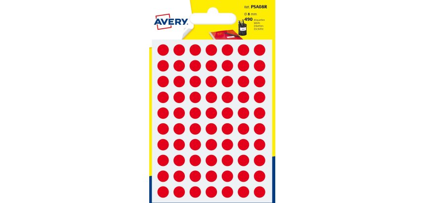 Sachet de 490 pastilles Ø8 mm. Ecriture manuelle. Coloris Rouge.