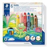 Crayon couleur staedtler noris junior 140 3-en-1 craie cire aquarellable             taille-crayon coloris