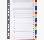 Intercalaires imprimés alphabétiques PP couleurs 12/100 AZ - A4 - Couleurs assorties