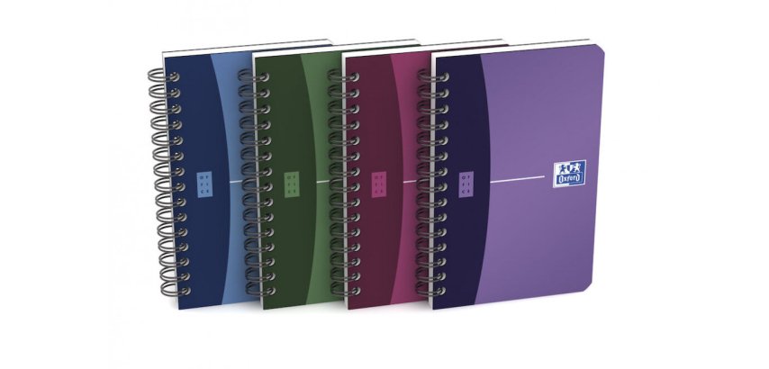 Carnet Oxford office Urban mix 9cm x 14cm petits carreaux 5mm 180 pages reliure spirale couverture polypro coloris assortis