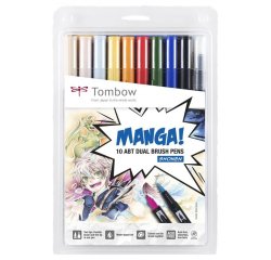 Tombow Feutre double pointe 'ABT DUAL BRUSH PEN', set de 10