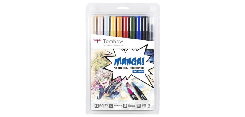 Tombow Feutre double pointe 'ABT DUAL BRUSH PEN', set de 10
