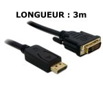 DLH Cable adaptateur DisplayPort vers DVI 3m