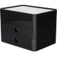 Boîte rangement SMART-BOX ALLISON 2 tiroirs + 1 boîte à ustensiles Dim (lxhxp) : 26x19x19,5cm Noir