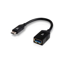 V7 Cable USB negro con conector USB 3.0 A hembra a USB-C macho 0.3m 1ft
