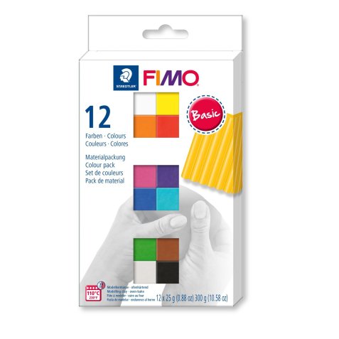 Boîte de 12 pains 25g FIMO SOFT couleurs basiques assorties