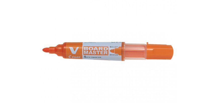 Marqueur pilot v-board master recycle effacable a sec et    rechargeable pointe ogive     moyenne 2 mm coloris orange