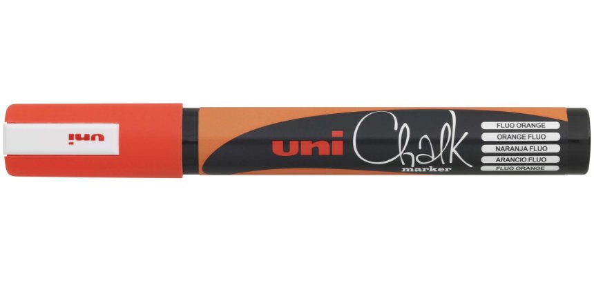 Marqueur uniball craie chalk fin 1.8/2.5mm ideale ardoise  s vitrines résiste pluie couleur lumineuse orange fluo