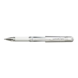 Stylo bille pointe large encre gel Blanche SIGNO BROAD, corps avec grip +capuchon UNI-BALL