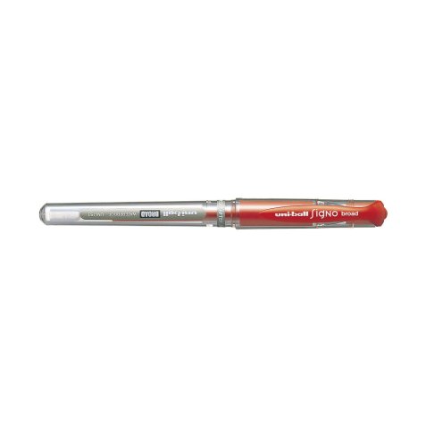 Stylo bille pointe large encre gel Rouge SIGNO BROAD, corps avec grip +capuchon UNI-BALL
