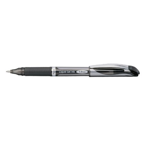 Roller à encre gel rechargeable ENERGEL. Pointe large de 1mm. Coloris noir